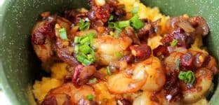 Cheddar Polenta with Sun-dried Tomatoes & Shrimp