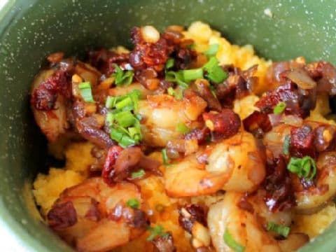 Cheddar Polenta with Sun-dried Tomatoes & Shrimp